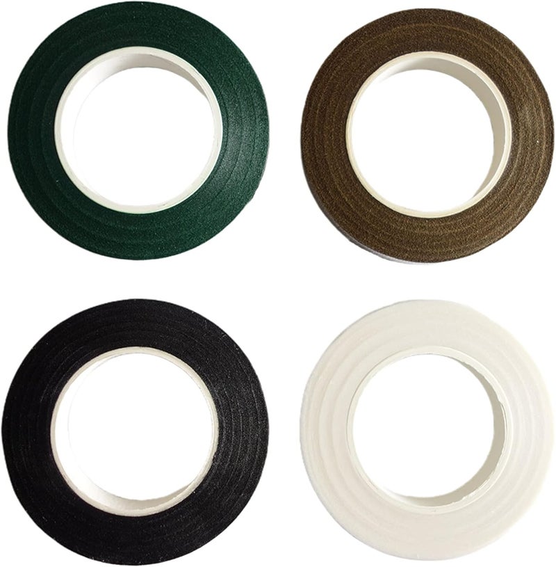 Transun Moo 4 Rolls 1/2 Inch Floral Tapes Florist Wraps for Bouquet Stem and Flowers Making Craft Projects (30 Yards, Mixed Color) - Image 1